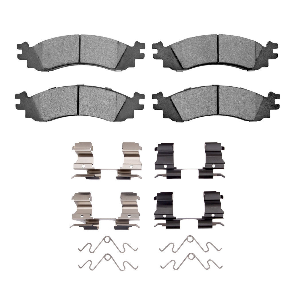 Dynamic Friction 1214-1158-01 - Heavy Duty Semi Metallic Towing Brake Pads With Hardware
