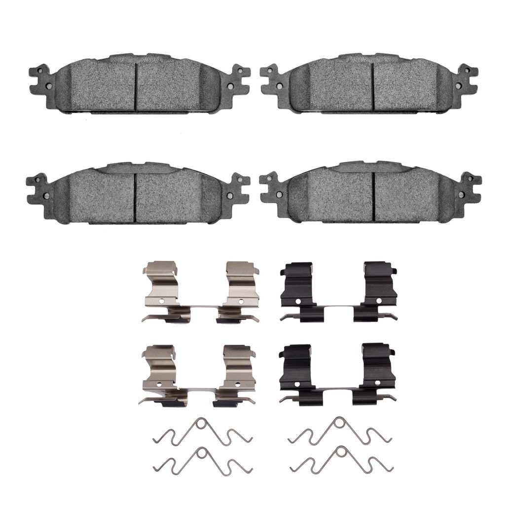 Dynamic Friction 1214-1508-01 - Heavy Duty Semi Metallic Towing Brake Pads With Hardware
