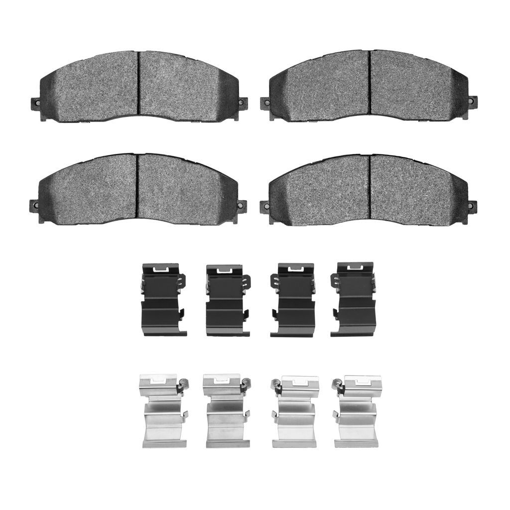 Dynamic Friction 1214-1680-01 - Heavy Duty Semi Metallic Towing Brake Pads With Hardware