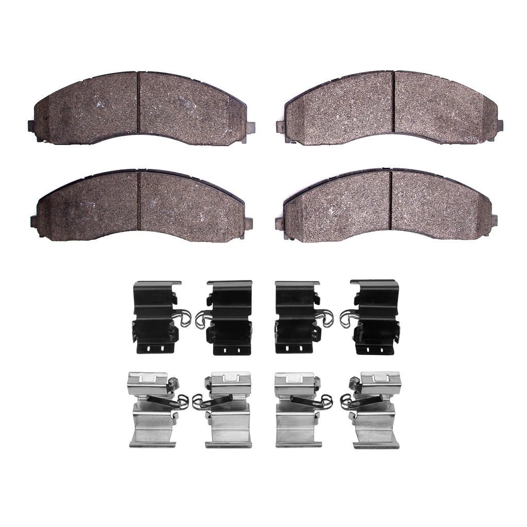 Dynamic Friction 1214-2018-01 - Heavy Duty Semi Metallic Towing Brake Pads With Hardware
