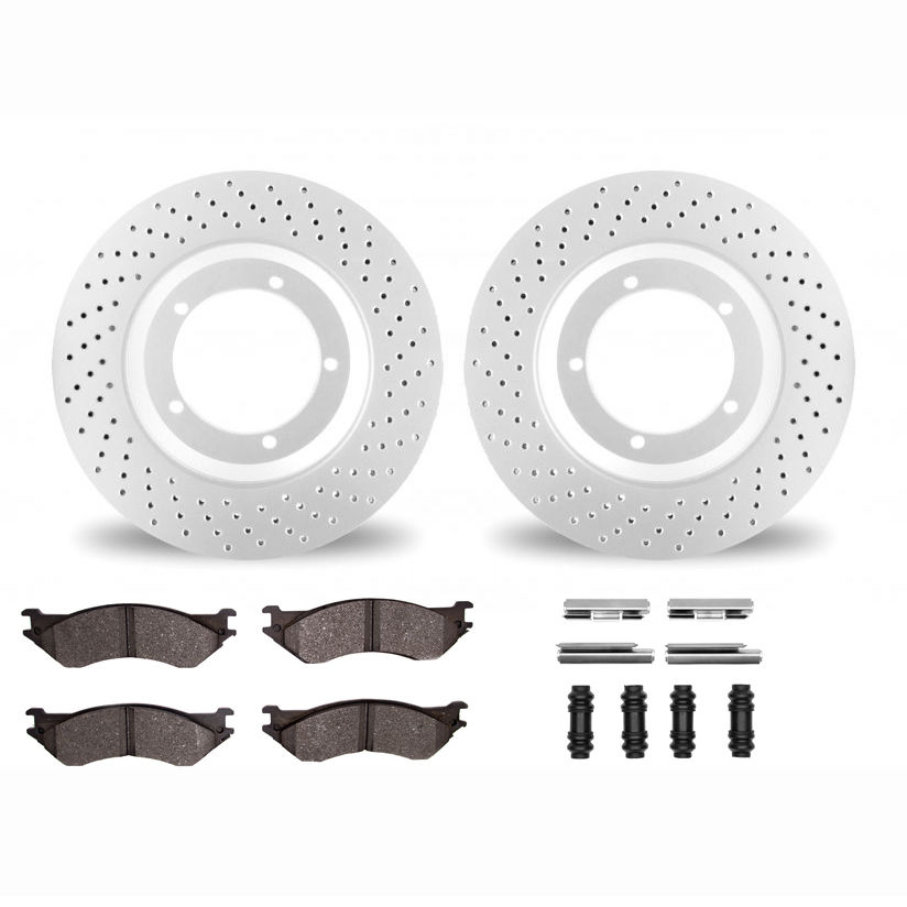 Dynamic Friction 2412-40033 - Brake Kit - Geoperformance Brake Rotors-Drilled and Ultimate Duty Performance Brake Pads with Hardware