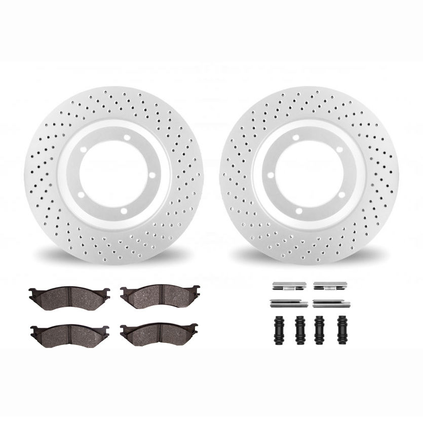 Dynamic Friction 2412-40036 - Brake Kit - Geoperformance Brake Rotors-Drilled and Ultimate Duty Performance Brake Pads with Hardware