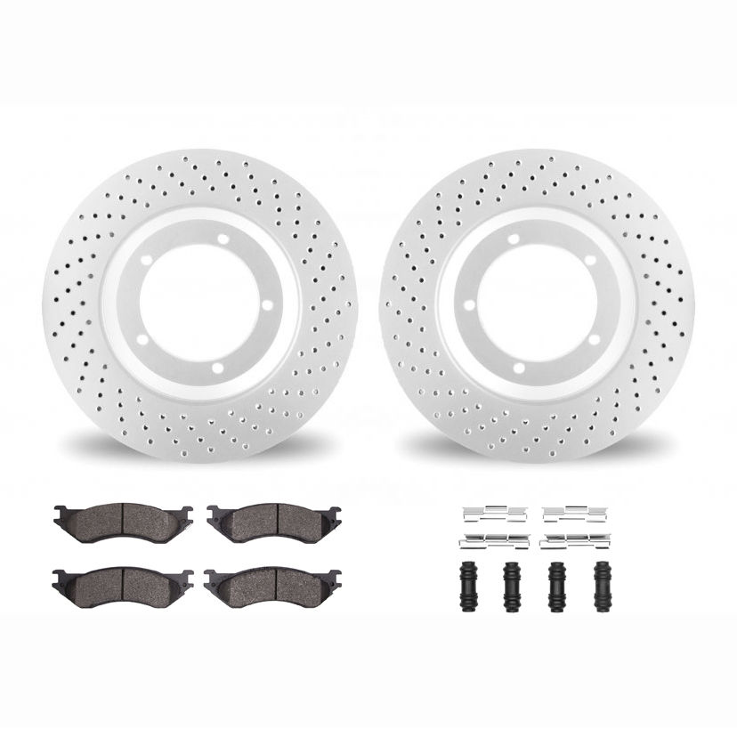 Dynamic Friction 2412-40037 - Brake Kit - Geoperformance Brake Rotors-Drilled and Ultimate Duty Performance Brake Pads with Hardware