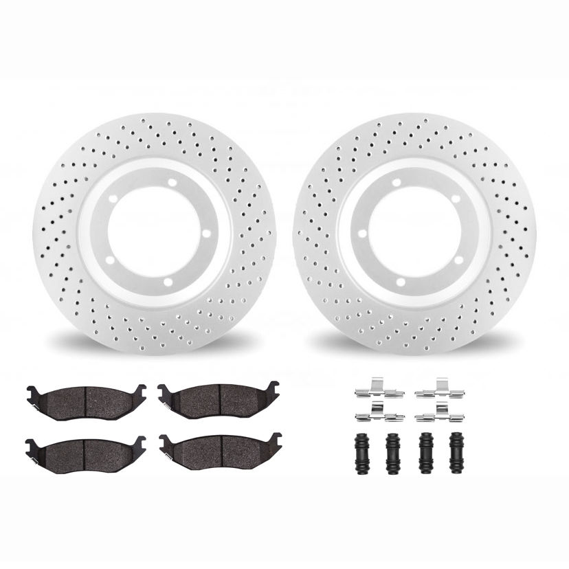 Dynamic Friction 2412-40042 - Brake Kit - Geoperformance Brake Rotors-Drilled and Ultimate Duty Performance Brake Pads with Hardware