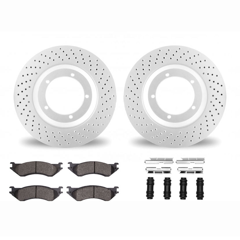 Dynamic Friction 2412-40043 - Brake Kit - Geoperformance Brake Rotors-Drilled and Ultimate Duty Performance Brake Pads with Hardware