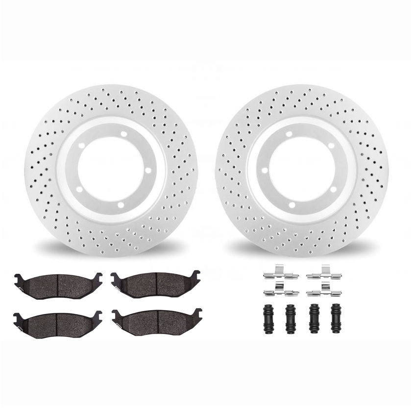 Dynamic Friction 2412-40046 - Brake Kit - Geoperformance Brake Rotors-Drilled and Ultimate Duty Performance Brake Pads with Hardware