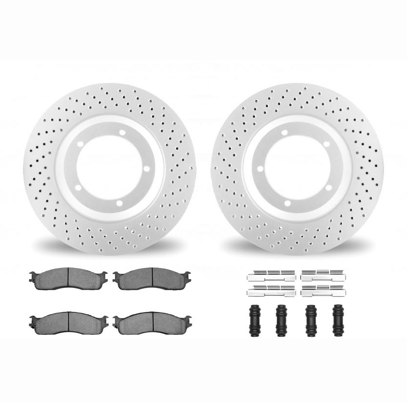 Dynamic Friction 2412-40048 - Brake Kit - Geoperformance Brake Rotors-Drilled and Ultimate Duty Performance Brake Pads with Hardware