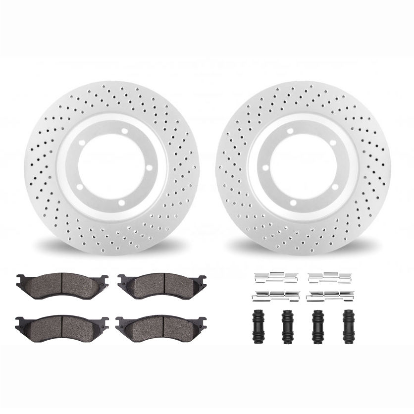 Dynamic Friction 2412-40050 - Brake Kit - Geoperformance Brake Rotors-Drilled and Ultimate Duty Performance Brake Pads with Hardware