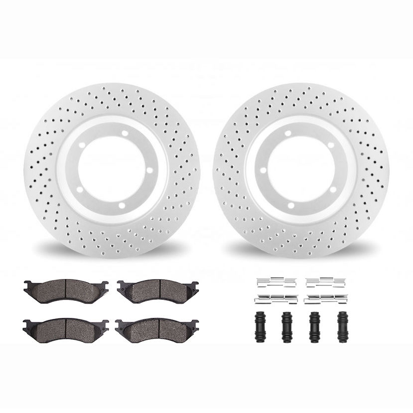 Dynamic Friction 2412-40054 - Brake Kit - Geoperformance Brake Rotors-Drilled and Ultimate Duty Performance Brake Pads with Hardware