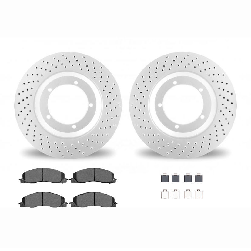 Dynamic Friction 2412-40057 - Brake Kit - Geoperformance Brake Rotors-Drilled and Ultimate Duty Performance Brake Pads with Hardware