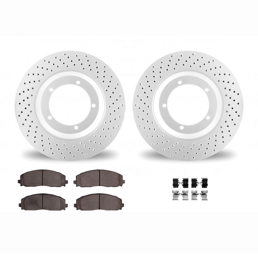 Dynamic Friction 2412-40059 - Brake Kit - Geoperformance Brake Rotors-Drilled and Ultimate Duty Performance Brake Pads with Hardware