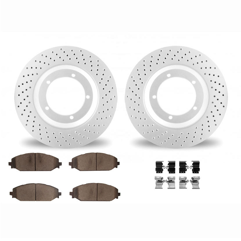 Dynamic Friction 2412-40064 - Brake Kit - Geoperformance Brake Rotors-Drilled and Ultimate Duty Performance Brake Pads with Hardware
