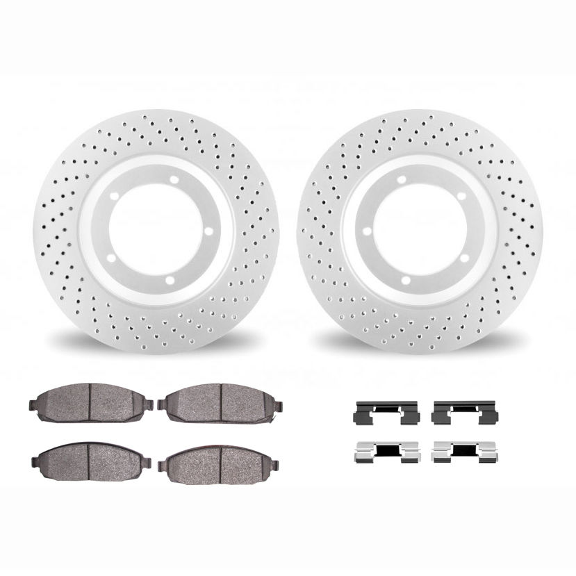 Dynamic Friction 2412-42035 - Brake Kit - Geoperformance Brake Rotors-Drilled and Ultimate Duty Performance Brake Pads with Hardware