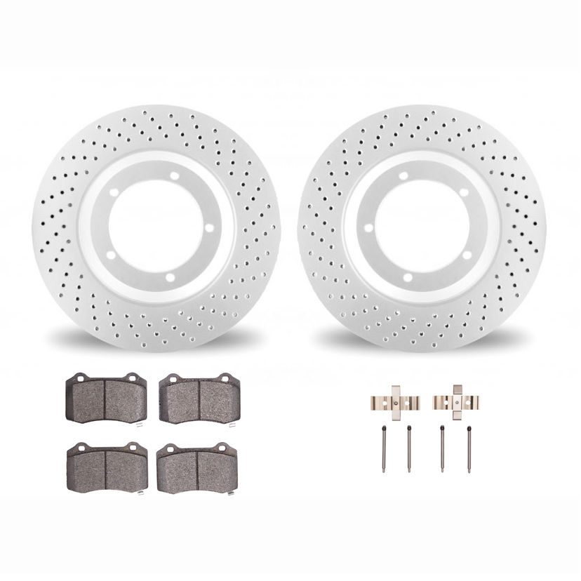 Dynamic Friction 2412-42040 - Brake Kit - Geoperformance Brake Rotors-Drilled and Ultimate Duty Performance Brake Pads with Hardware