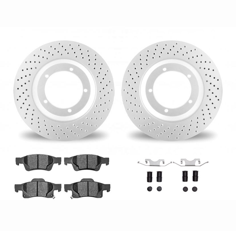 Dynamic Friction 2412-42042 - Brake Kit - Geoperformance Brake Rotors-Drilled and Ultimate Duty Performance Brake Pads with Hardware