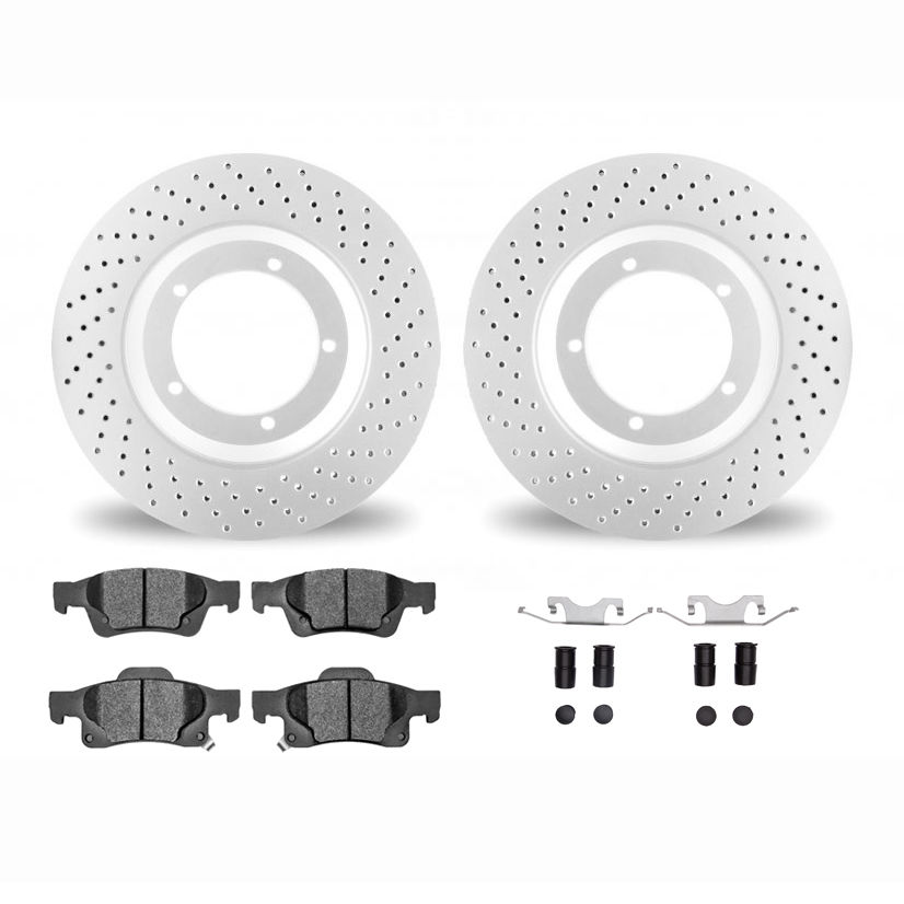 Dynamic Friction 2412-42047 - Brake Kit - Geoperformance Brake Rotors-Drilled and Ultimate Duty Performance Brake Pads with Hardware
