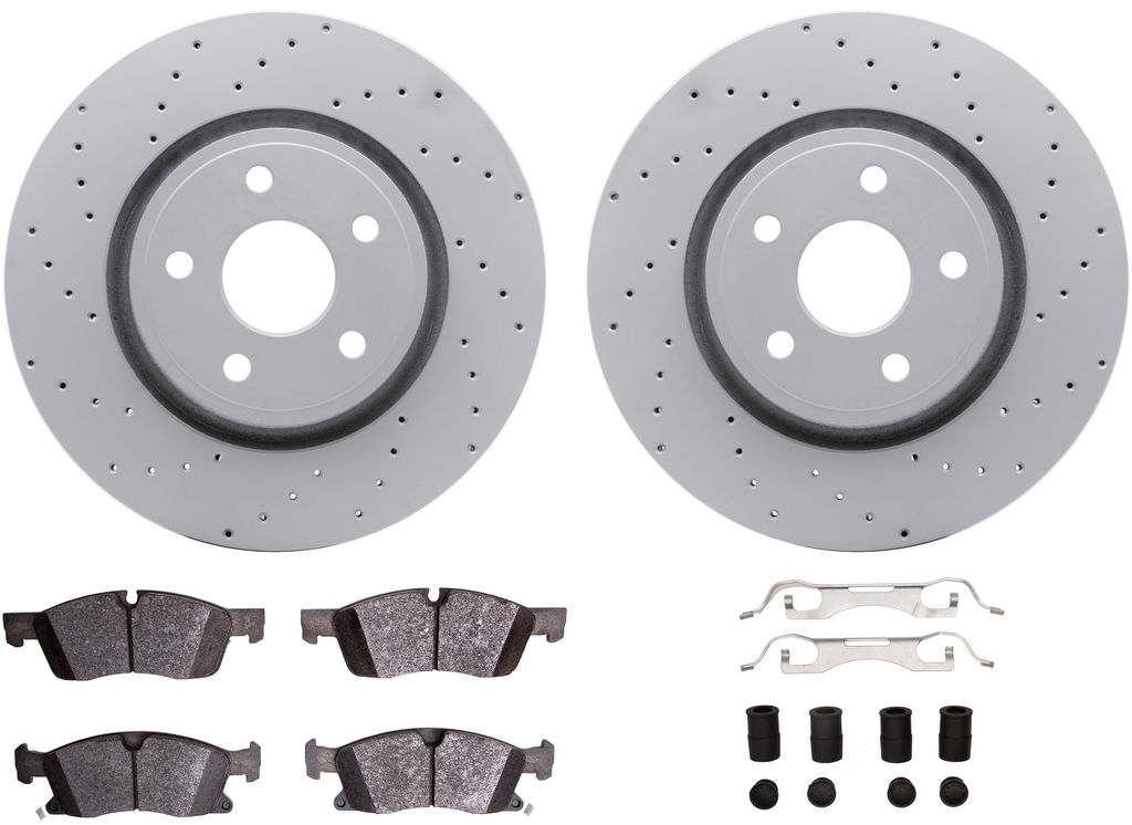 Dynamic Friction 2412-42048 - Brake Kit - Geoperformance Brake Rotors-Drilled and Ultimate Duty Performance Brake Pads with Hardware