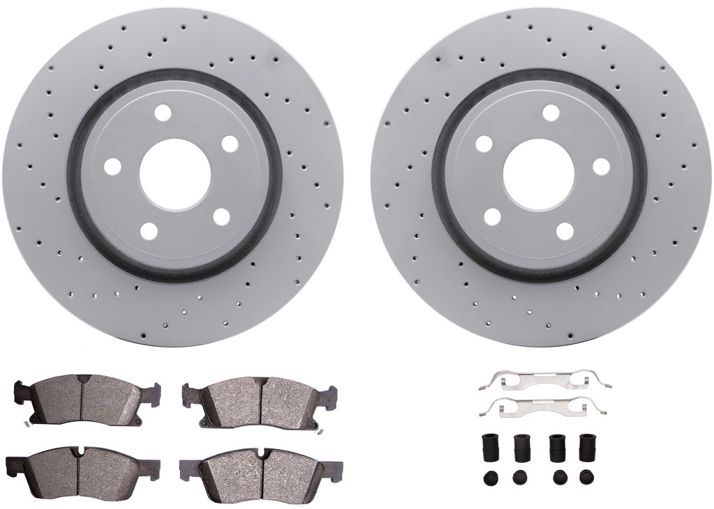 Dynamic Friction 2412-42049 - Brake Kit - Geoperformance Brake Rotors-Drilled and Ultimate Duty Performance Brake Pads with Hardware