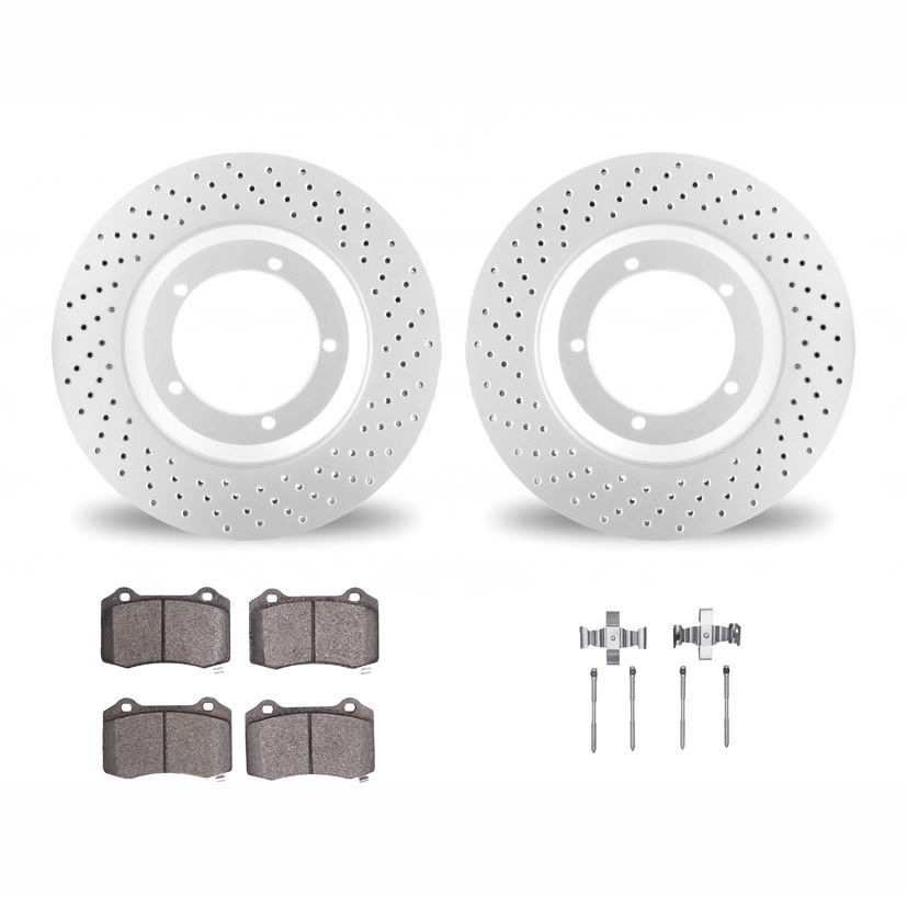 Dynamic Friction 2412-42053 - Brake Kit - Geoperformance Brake Rotors-Drilled and Ultimate Duty Performance Brake Pads with Hardware
