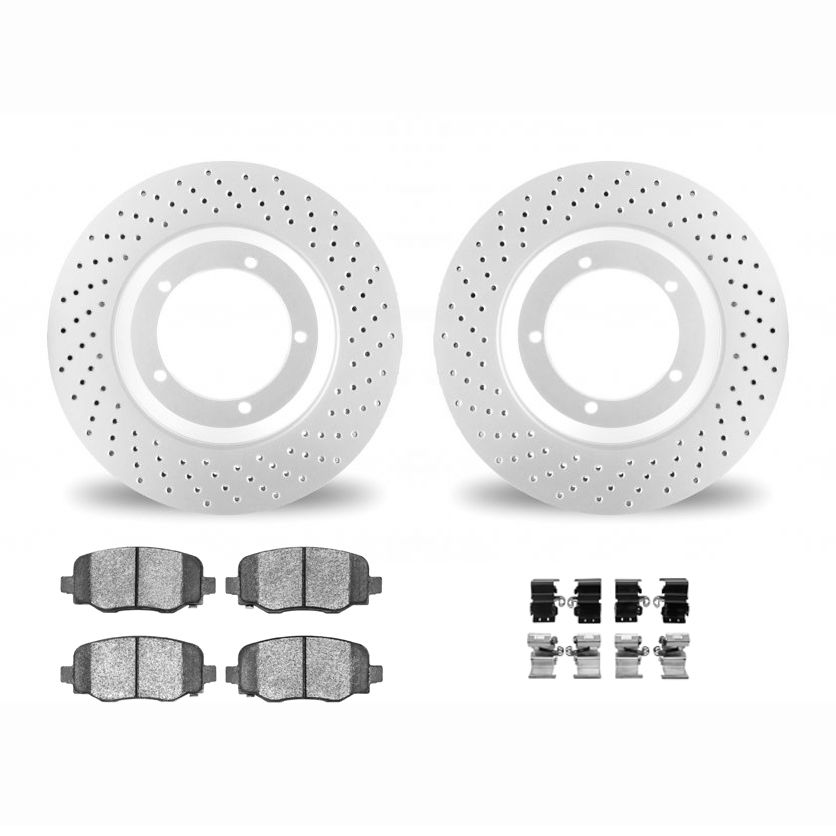 Dynamic Friction 2412-42056 - Brake Kit - Geoperformance Brake Rotors-Drilled and Ultimate Duty Performance Brake Pads with Hardware