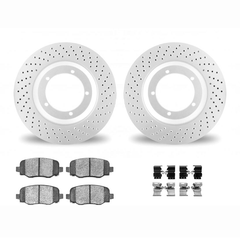 Dynamic Friction 2412-42061 - Brake Kit - Geoperformance Brake Rotors-Drilled and Ultimate Duty Performance Brake Pads with Hardware