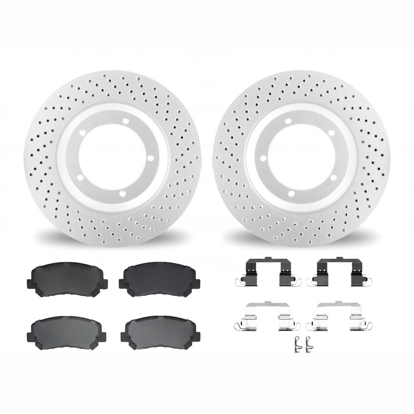 Dynamic Friction 2412-42062 - Brake Kit - Geoperformance Brake Rotors-Drilled and Ultimate Duty Performance Brake Pads with Hardware