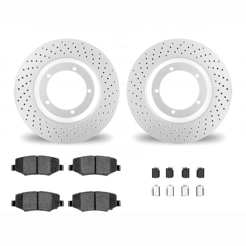 Dynamic Friction 2412-42067 - Brake Kit - Geoperformance Brake Rotors-Drilled and Ultimate Duty Performance Brake Pads with Hardware