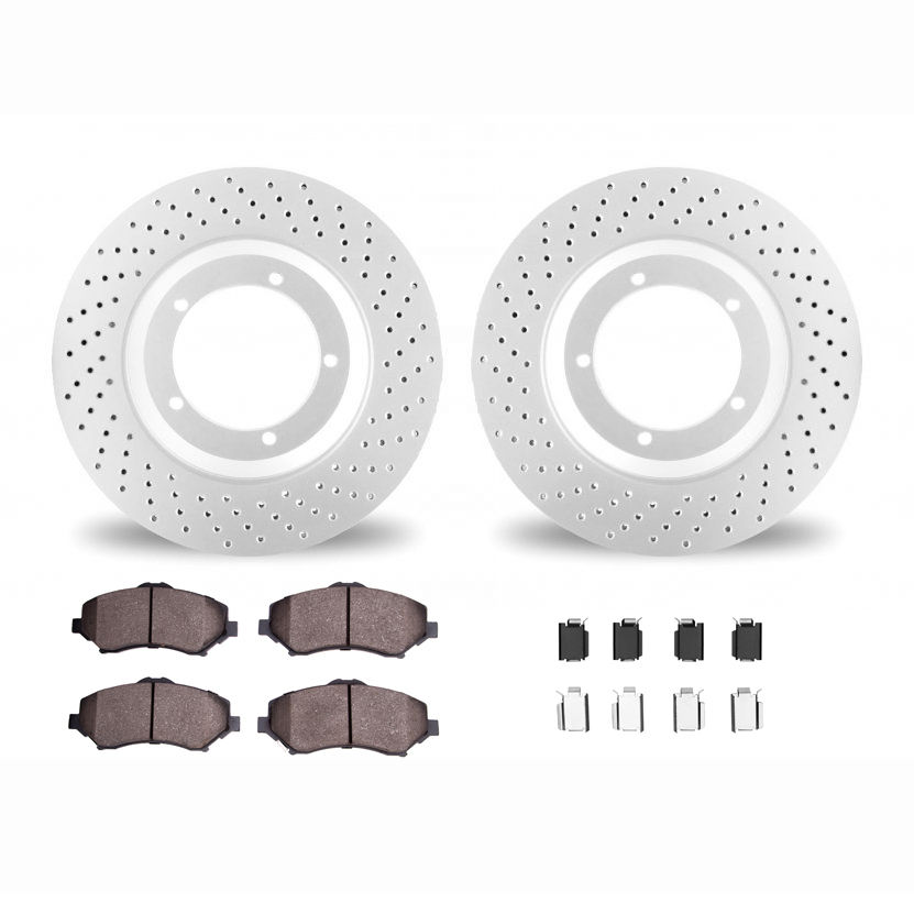 Dynamic Friction 2412-42068 - Brake Kit - Geoperformance Brake Rotors-Drilled and Ultimate Duty Performance Brake Pads with Hardware