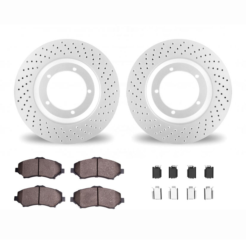 Dynamic Friction 2412-42071 - Brake Kit - Geoperformance Brake Rotors-Drilled and Ultimate Duty Performance Brake Pads with Hardware