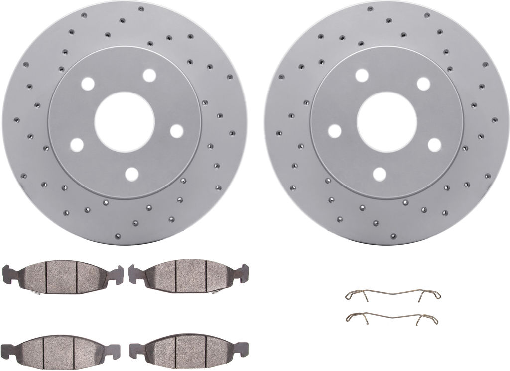 Dynamic Friction 2412-42080 - Brake Kit - Geoperformance Brake Rotors-Drilled and Ultimate Duty Performance Brake Pads with Hardware