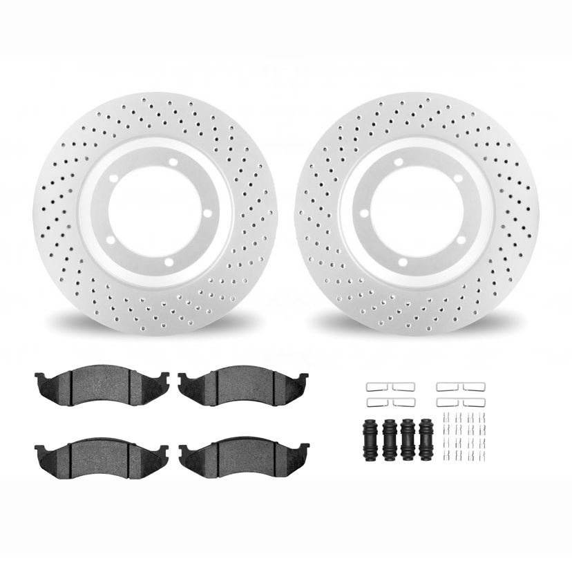 Dynamic Friction 2412-42084 - Brake Kit - Geoperformance Brake Rotors-Drilled and Ultimate Duty Performance Brake Pads with Hardware