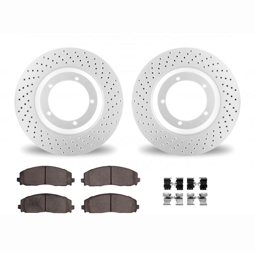 Dynamic Friction 2412-42093 - Brake Kit - Geoperformance Brake Rotors-Drilled and Ultimate Duty Performance Brake Pads with Hardware