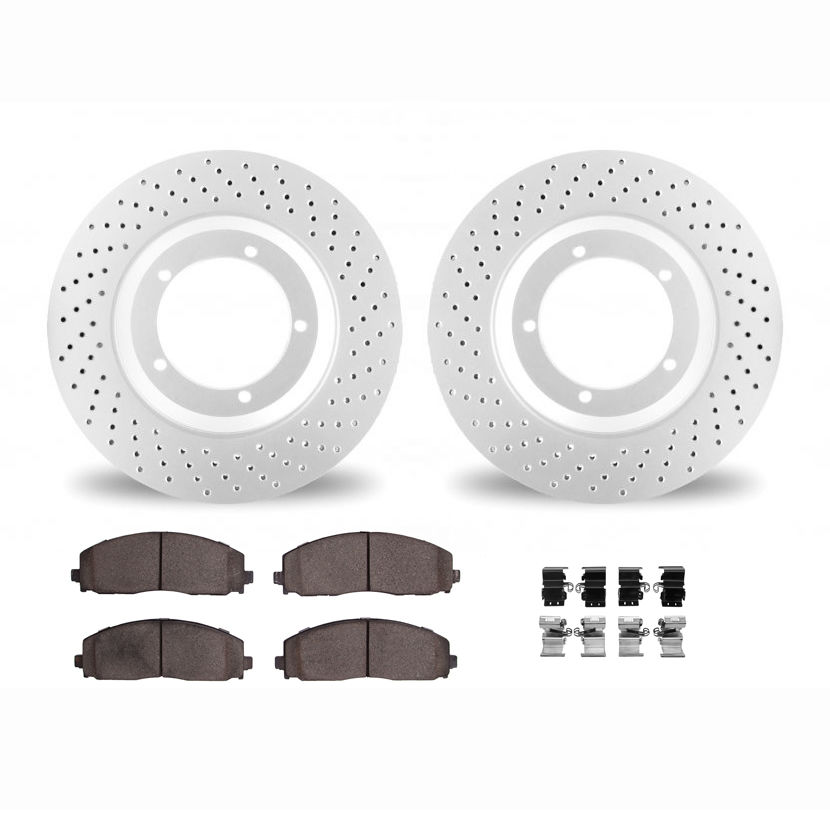 Dynamic Friction 2412-42095 - Brake Kit - Geoperformance Brake Rotors-Drilled and Ultimate Duty Performance Brake Pads with Hardware