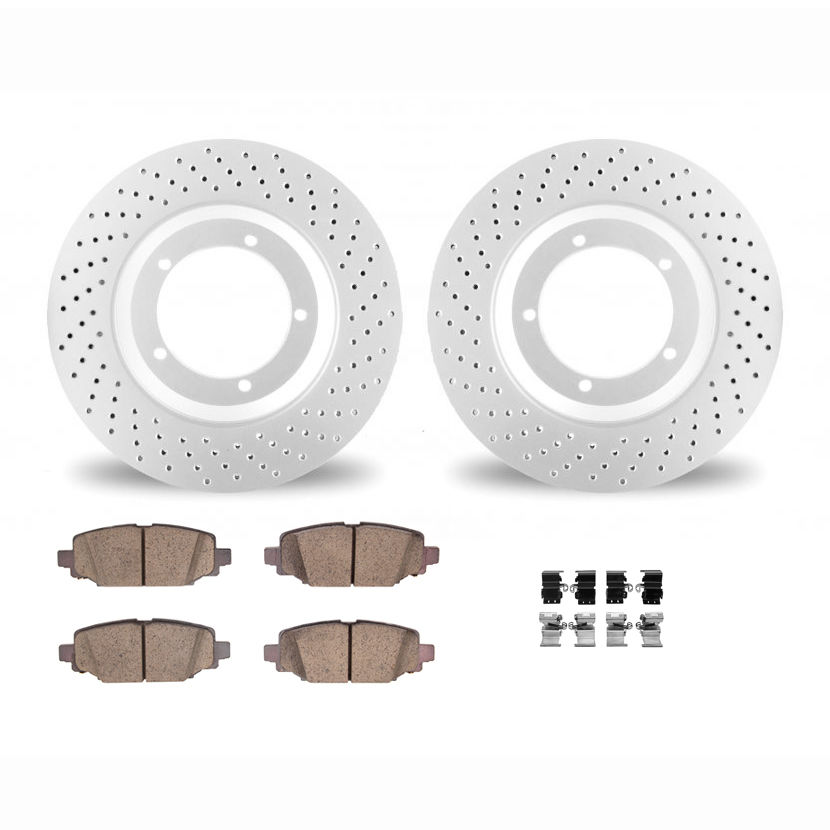 Dynamic Friction 2412-42097 - Brake Kit - Geoperformance Brake Rotors-Drilled and Ultimate Duty Performance Brake Pads with Hardware
