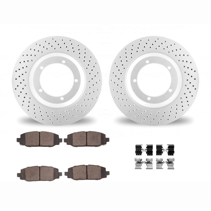 Dynamic Friction 2412-42098 - Brake Kit - Geoperformance Brake Rotors-Drilled and Ultimate Duty Performance Brake Pads with Hardware