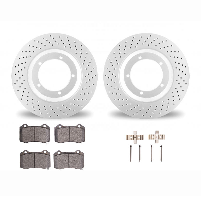 Dynamic Friction 2412-47015 - Brake Kit - Geoperformance Brake Rotors-Drilled and Ultimate Duty Performance Brake Pads with Hardware