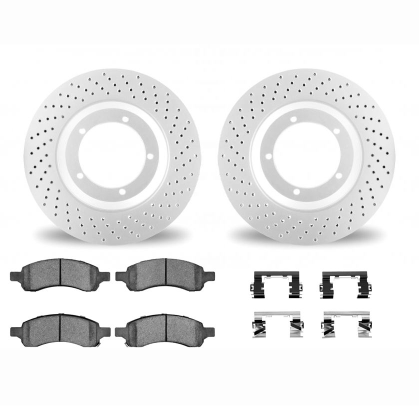 Dynamic Friction 2412-47024 - Brake Kit - Geoperformance Brake Rotors-Drilled and Ultimate Duty Performance Brake Pads with Hardware