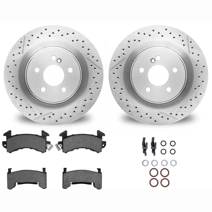 Dynamic Friction 2412-48005 - Brake Kit - Hi Carbon Drilled and Slotted Rotors and 1400 Brake Pads With Hardware