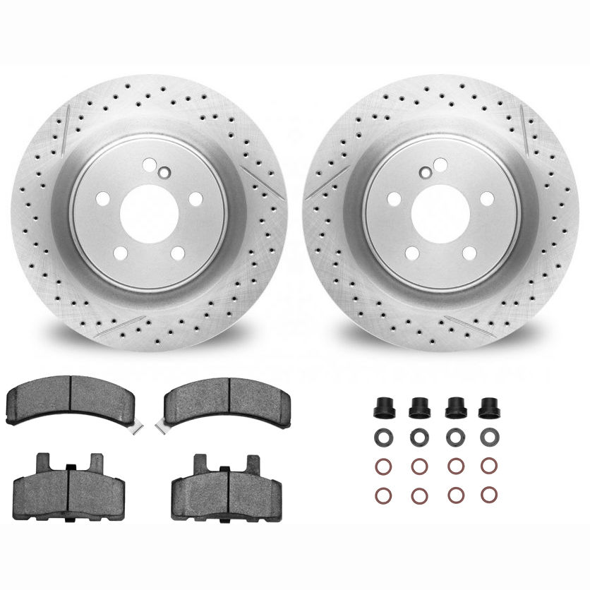 Dynamic Friction 2412-48006 - Brake Kit - Hi Carbon Drilled and Slotted Rotors and 1400 Brake Pads With Hardware