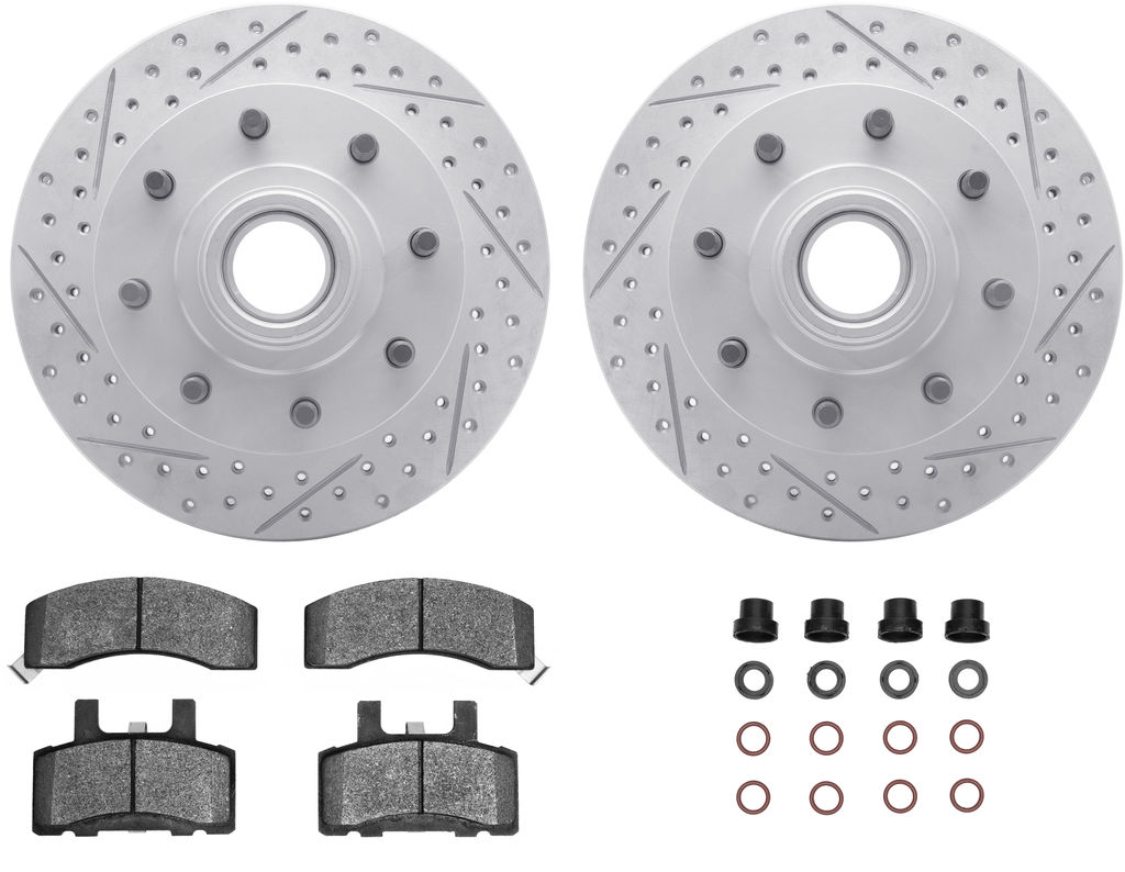 Dynamic Friction 2412-48009 - Brake Kit - Hi Carbon Drilled and Slotted Rotors and 1400 Brake Pads With Hardware