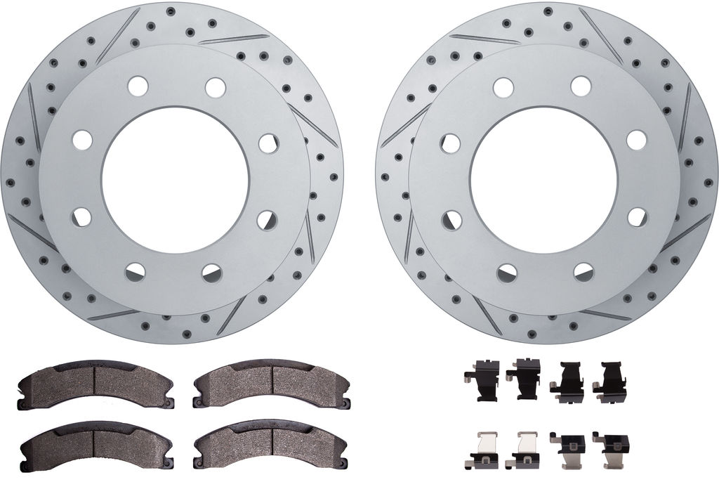 Dynamic Friction 2412-48032 - Brake Kit - Hi Carbon Drilled and Slotted Rotors and 1400 Brake Pads With Hardware