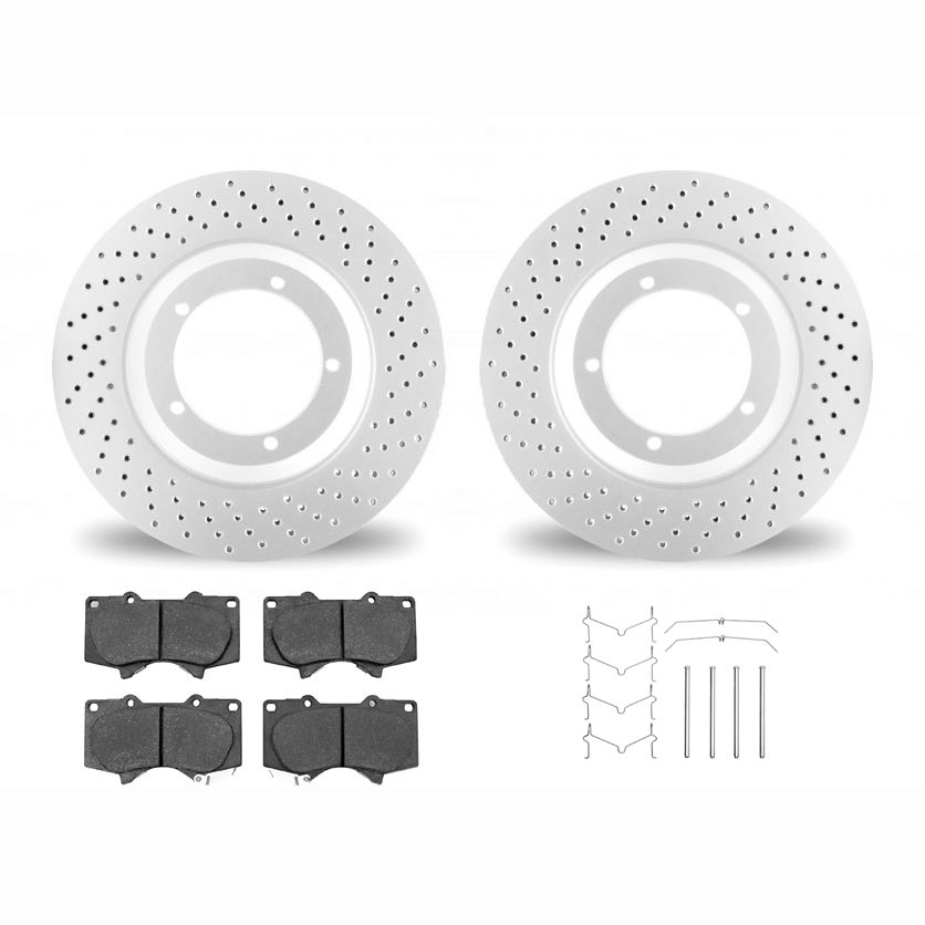 Dynamic Friction 2412-76048 - Brake Kit - Geoperformance Brake Rotors-Drilled and Ultimate Duty Performance Brake Pads with Hardware