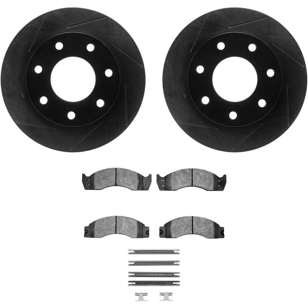 Dynamic Friction 3412-54040 - Brake Kit - Slotted Black Rotors with Ultimate Duty Performance Brake Pads includes Hardware