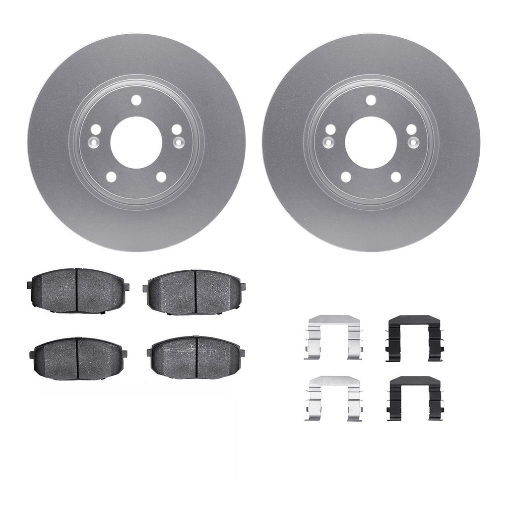 Dynamic Friction 4312-03042 - Brake Kit - Coated Brake Rotors and 3000 Ceramic Brake Pads with Hardware