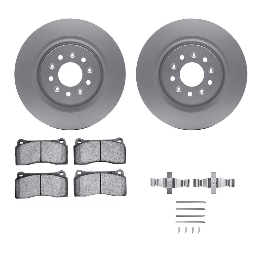 Dynamic Friction 4312-20004 - Brake Kit - Coated Brake Rotors and 3000 Ceramic Brake Pads with Hardware