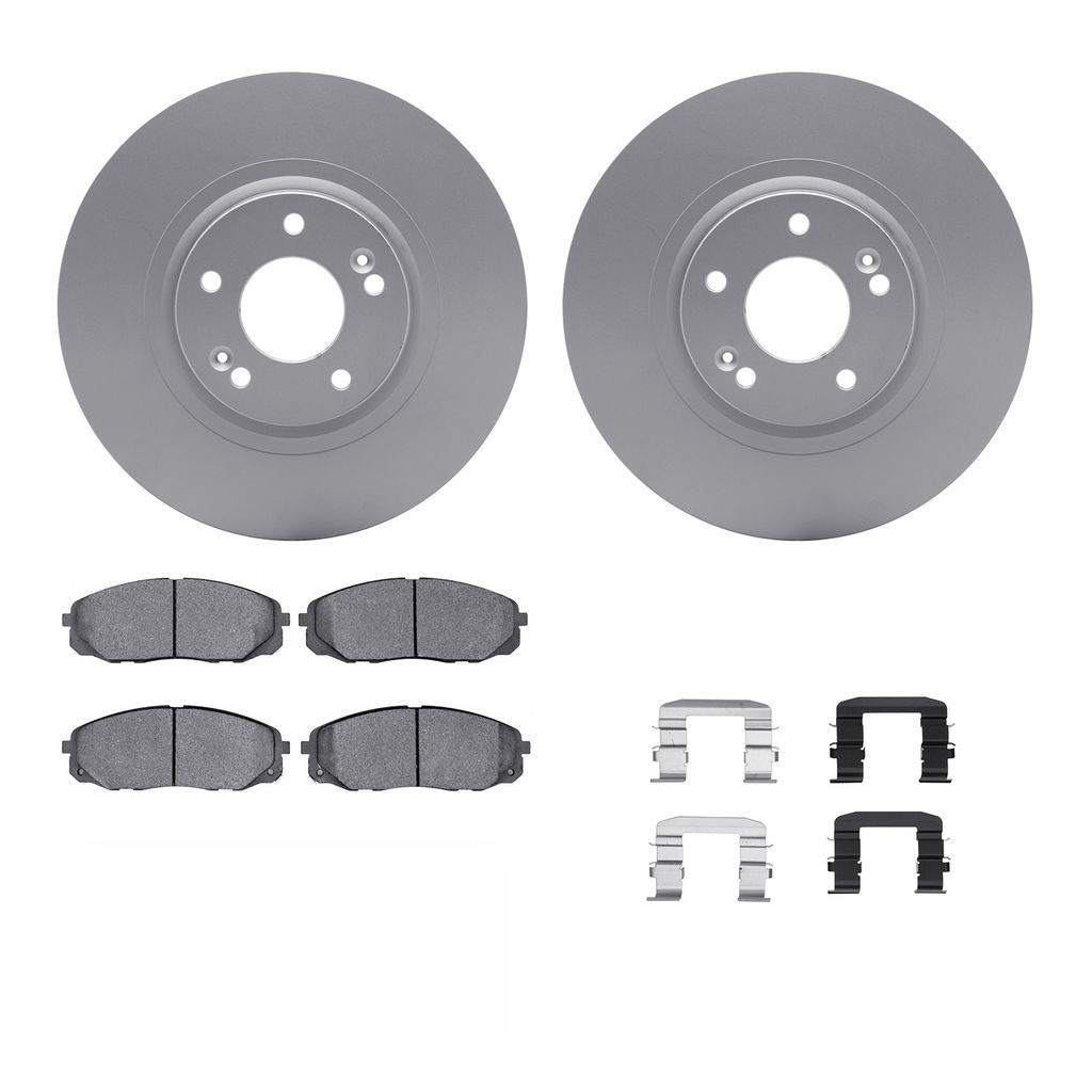 Dynamic Friction 4312-21028 - Brake Kit - Coated Brake Rotors and 3000 Ceramic Brake Pads with Hardware