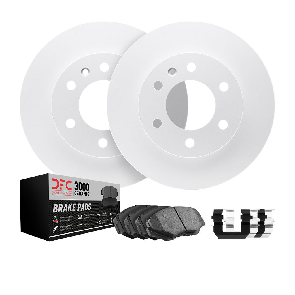 Dynamic Friction 4312-39026 - Brake Kit - Coated Brake Rotors and 3000 Ceramic Brake Pads with Hardware