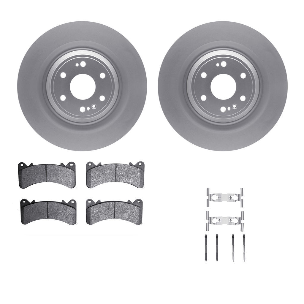 Dynamic Friction 4312-47049 - Brake Kit - Coated Brake Rotors and 3000 Ceramic Brake Pads with Hardware