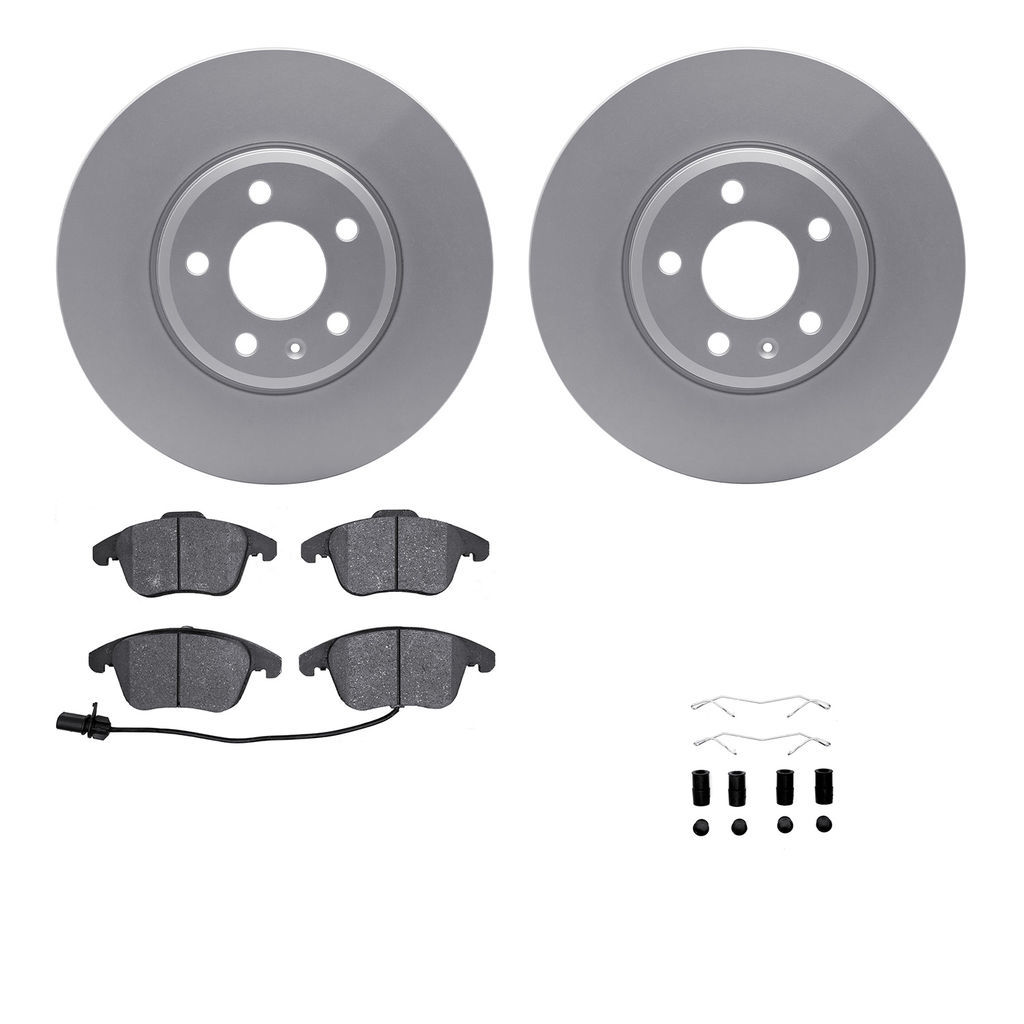 Dynamic Friction 4312-73041 - Brake Kit - Coated Brake Rotors and 3000 Ceramic Brake Pads with Hardware