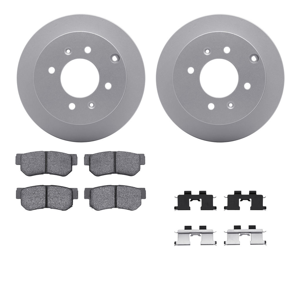 Dynamic Friction 4512-03099 - Brake Kit - Geostop Rotors and 5000 Advanced Brake Pads (Ceramic) with Hardware